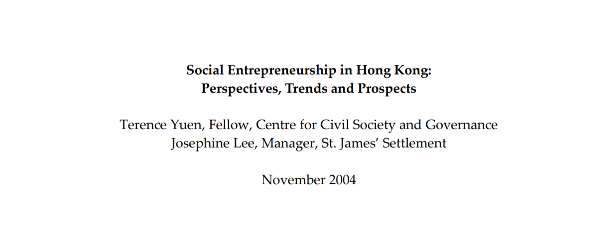 Study of Social Entrepreneurship in Hong Kong